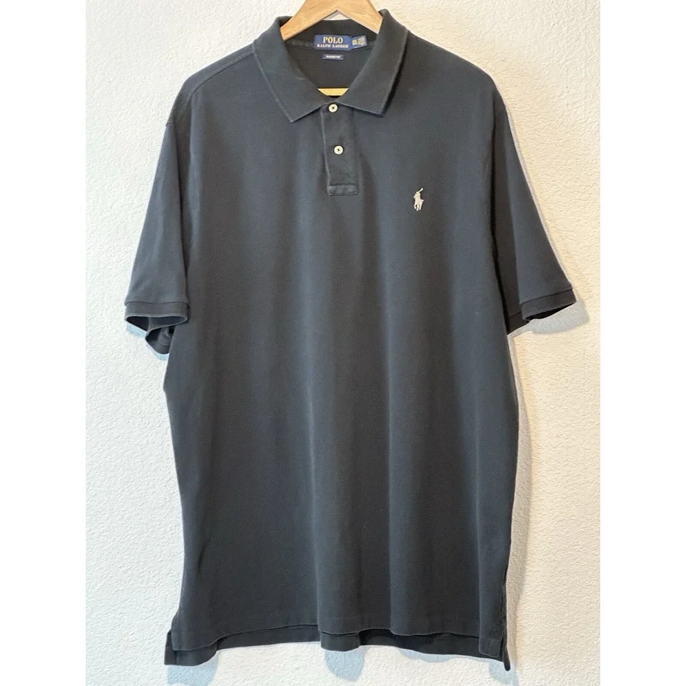 Polo Ralph Lauren Polo Shirt Mens XXL BLACK Short Sleeve Gray Pony